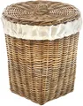 Produktbild: Wäschebehälter Puff KUBUS Rattan Kubus grau mit Deckel und Textilfutter Gr. M
