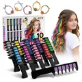 Produktbild: Haarkreide für Mädchen Deluxe Set 2026 I 10 Farben & 5 Haargummis I Kinder Ha...