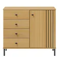 Produktbild: Woodroom Sideboard mit Schubladen und Tür Kiefer massiv eichefarbig lackiert 90x80x40 cm