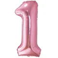 Produktbild: Luftballon 1. Geburtstag Zahl 1 Rosa XXL Riesen Folienballon 100cm Geburtstagsdeko Mädchen Ballon Zahl Deko zum Geburtstag. Fliegt mit Helium