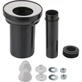 Produktbild: WC-Anschlussgarnitur mit Abflussrohr 110 mm mit weißen Kappen - Ablaufstutzen außen