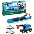 Produktbild: BRIO World 33534, Containerschiff mit Kranwagen, Holz/Kunststoff
