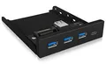 Produktbild: ICY BOX 60432 USB 3 Frontpanel, 1x USB-C, 3x USB-A, 3,5 Zoll intern, Metall, schwarz