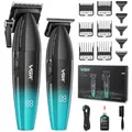Produktbild: VGR 640S2 Professionelle Haarschneider für Männer, Kabellose Barber Clipper und Trimmer Set, Zero Gap T-Klinge Haarschneidekit, DLC-Beschichtete Keramikklinge, Premium Barber Kit mit LED-Anzeige, Grün