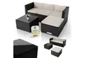 Produktbild: Juskys Gartenlounge-Set Punta Cana, (Set, Sitzgruppe), Polyrattan Sitzgarnitur mit 1 Tisch, 1 Sofa und 1 Hocker