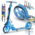 Produktbild: Arebos Cityroller Tretroller Blau Scooter höhenverstellbar | klappbar | inkl. Traggurt | XXL Räder | Tritt-Bremse | für Kinder und Erwachsene | bis 100kg belastbar | Kickroller | Kickscooter