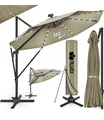 Produktbild: Premium Alu Sonnenschirm 330 cm Braun + Abdeckung & Windsicherung inkl. LED