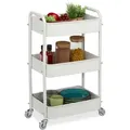 Produktbild: Relaxdays Rollwagen, 3 Etagen, Servierwagen, Küchenwagen Bad & Büro, Rollregal, 71,5x43,5x29,5 cm, Bastelwagen, weiß