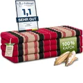 Produktbild: livasia Nachhaltige Klappmatratze aus Kapok - 200x110x8cm - breite Gästematratze, Faltbare Matratze, ökologische Yogamatte, klappbares Gästebett, Liege für Garten und Balkon (Rot/Schwarz)