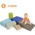 Produktbild: COSTWAY 6 STK. Schaumstoffbausteine, Riesenbausteine zum Toben und Klettern, Softbausteine aus Schaumstoff, Großbausteine Mehrfarbig, für Kinder ...