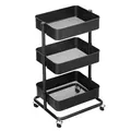 Produktbild: SONGMICS Servierwagen schwarz mit 3 Ebenen 2 Bremsen 43 x 35 x 73,5 cm höhenverstellbar Küchenregal mit Rollen Rollwagen einfache Montage BSC60B