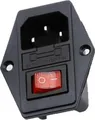 Produktbild: Kaltgeräte Einbau-Buchse C14, mit Rotem Schalter und Sicherung, 3-Pin 220-250V/10A Audio Kaltgeräte-Buchse Einbau Kupplung Stecker Buchse, 3-in-1
