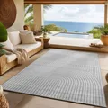 Produktbild: Outdoor Teppich wetterfest, Wohnzimmer, Schlafzimmer, Garten, Balkon, Kurzflor Hoch Tief,Waschbar Teppiche, Größe: 140 x 200 cm, Farbe: Silber-1