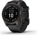 Produktbild: Garmin fēnix® 7S Pro Sapphire Solar Carbongrau Titan + Armband Schwarz