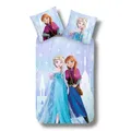 Produktbild: MTOnlinehandel Bettwäsche 135x200, Frozen Kinderbettwäsche Mädchenbettwäsche Eiskönigin Snowflake Prinzessin, 100% Baumwolle, 1x Kissenbezug 80x80 + Bettbezug 135x200 (Anna & ELSA)