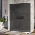Produktbild: Duschabtrennung Walk-In Nano Echtglas EX101 - Graues Glas - 10 mm - Wandprofil Chrom - Breite wählbar, Breite Walk-In:1400mm
