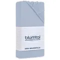 Produktbild: Blumtal Spannbettlaken Blumtal Basics 100% Baumwolle, Baumwolle, Gummizug: Rundum, (1 Stück), Jersey Bettlaken - atmungsaktiv, strapazierfähig und faltenfrei blau 140 cm x 200 cm