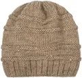 Produktbild: styleBREAKER Strickmütze Strickmütze mit Pailletten für Pferdeschwanz (1-St)