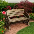 Produktbild: Gartenbank mit Wagenrädern als Armstütze Sommerset Natur