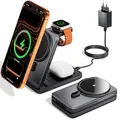 Produktbild: KPON Magsafe Ladestation für Apple Watch und iPhone, 3 in 1 Faltbares Magsafe Ladegerät Schnellladung Kompatibel mit iPhone 17-12, Apple Watch 11-2, AirPods, Reise & Büro, inkl. 20W Adapter