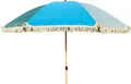 Produktbild: Sonnenschirm Strandschirm Schirm UV Schutz Fransen BLAU GRÜN knickbar Ø 170 cm