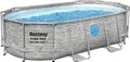 Produktbild: Bestway® Power Steel™ Swim Vista Series™ Frame Pool Komplett-Set mit Filterpumpe 427 x 250 x 100 cm, Steinwand-Optik (Cremegrau), oval
