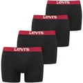 Produktbild: Levi's Herren Boxershorts, 4er Pack - Solid Basic Boxer Brief ECOM, Organic Schwarz/Rot S