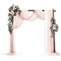 Produktbild: VEVOR Blumenset für Hochzeit Bogen, rosa Blumenset für Traubogen mit Vorhängen (5er-Set) _ 2 Blumenarrangements, 3 transparente Vorhänge, für Zer