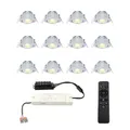 Produktbild: HOFTRONIC - Einbaustrahler Feuchtraum Badezimmer 12V Terrassenüberdachung IP44 Wasserdicht | 12x3W 200 Lumen Warmweiß lichtfarbe Dimmbar Schwenkbar Flach RF-Fernbedienung 3W Mini LED Einbaustrahler