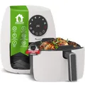 Produktbild: Heißluftfritteuse 3,5L NEU mit Silikoneinlage Airfyer für 0,3 kg Pommes Power 75-200°C 1300 W, 6 Programme Heissluftfritteuse Easy Air Fryer Braten Rösten (weiß)