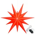 Produktbild: OVILUM Leuchtstern 2D XXL mit LED Beleuchtung | rot | |Ø 100cm | Stern mit 11 Spitzen | wetterfest | Garten Deko, Wohnzimmer, Weihnachtsdeko | Weihnachtsstern | mit Timer | 7,5m Kabel