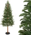 Produktbild: Yorbay 180cm Weihnachten Baum mit Scheibenbasis & Simulierter Baumstamm Naturgetreuer PE Schmaler Tannenbaum  für Heim Geschäft Weihnachtsdeko