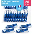 Produktbild: culiclean Wäscheklammern ohne Abdruck stabil bunt 20x Wäscheklammer blau Classic Blue, robuste Kluppen Soft Grip Clip Clothes Pegs UV beständig Klammern zum Aufhängen von Wäsche, Socken