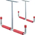 Produktbild: 6 x Deckenhaken Garage, T-Profil, bis 25 kg, für Stauraumbrücke, Stahl mit Polsterung, h x b: 30 x 42 cm, silber-rot