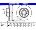 Produktbild: 2 St. Bremsscheibe ATE 24.0110-0356.1 für VW Golf VII Touran