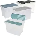 Produktbild: Wellenboxen 88L 60x45x45cm Deckel Transparent Aufbewahrung Spielzeugkiste - Transparent