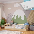 Produktbild: Bellabino Iskri Bodenbett 90x200 cm – Montessori Kinderbett mit Matratze, Rausfallschutz & Lattenrost – Holzbett für Jungen & Mädchen aus Kiefer Massivholz in Natur – Kleinkindbett