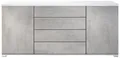 Produktbild: Vladon Sideboard Faro V2 (Kommode mit 2 Türen & 4 Schubladen, Schrank mit LED Lichtleiste), Weiß matt / Beton Oxid Optik (166,5 x 75,5 x 35)