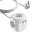 Produktbild: RealPower Steckdosenwurfel PowerBox 431 + 3xUSB-A NEU
