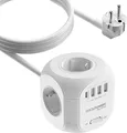 Produktbild: RealPower PowerBox 431 Mehrfachsteckdose 4Fach USB C Steckdosenleiste Weiß Sehr