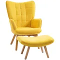 Produktbild: HOMCOM Ohrensessel mit Hocker Sessel Loungesessel mit Cord-Optik, Modern Relaxsessel, Armlehnensessel Lesesessel für Wohnzimmer, Schlafzimmer, Gelb