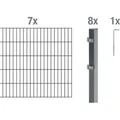 Produktbild: Alberts Doppelstabmatten Zaun, Höhe 100 cm, Länge 14 m, Zaun-Komplettset zum Einbetonieren, anthrazit, Pfosten 60x40 mm - Dunkelgrau