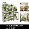 Produktbild: Eleganter Pflanzenständer aus karbonisiertem Holz für 7 Töpfe - Indoor & Outdoor