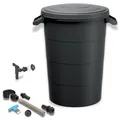 Produktbild: YourCasa Regentonne 80 Liter [inkl. Anschlusset & Bohrer] Regenfass Wetterfest aus Kunststoff mit Wasserhahn - Regenwassertonne - Wasserfass Regenwassertank Wassertonne für Garten (Anthrazit, 80L)