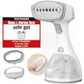 Produktbild: LEBENLANG Steamer Dampfglätter TESTSIEGER - 1500W & 300ml inkl. Bügelhandschuh & Aufsätze I Pro Dampfsteamer für Kleidung & Clothing I Dampfbügeleisen Stiemer Bügeleisen Hand held steam iron - Weiß
