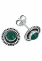 Produktbild: mantraroma Paar Ohrstecker BULAN aus 925 Silber mit grünen Onyx (Paar, Paar Ohrringe mit Schmuckbeutel), 925 Sterling Silber Ohrringe für Damen