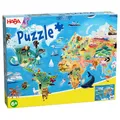 Produktbild: HABA Puzzle Weltkarte für Kinder – 100 Teile Lernpuzzle, Kontinente & Tiere entdecken, Geografie spielerisch Lernen, ab 6 Jahren, 49 x 36 cm – 2013400001