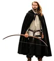Produktbild: Leonardo Carbone® Unisex Klassischer Mittelalter Umhang Elinor - Mittelalter Kleidung Damen & Herren, Cape Männer, Hobbit Kostüm, LARP-Kleidung, Wikinger, Cosplay Herren, Halloween, Karneval Schwarz