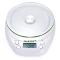 Produktbild: TalkJoy Sprechende Küchenwaage, Digitale Haushaltswaage für Blinde, Sehbehinderte und Senioren, Ansage von Gewicht in g/ml, mit Tara-Funktion, bis 5 kg, Farbe Weiß