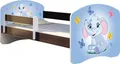 Produktbild: ACMA Jugendbett Kinderbett Junior-Bett Komplett-Set mit Matratze Lattenrost und Rausfallschutz Wenge 26 Elefant 160x80